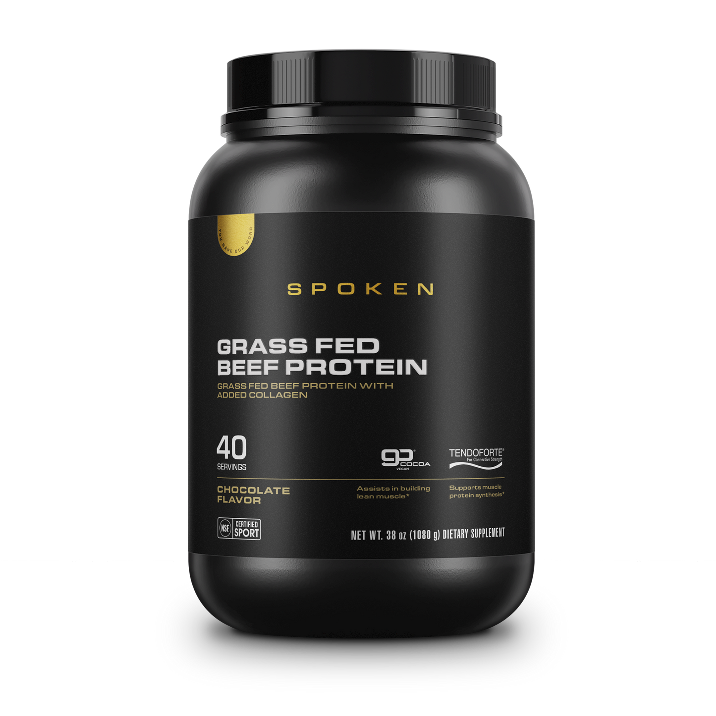 Spoken Grass Fed Beef Protein Chocolate 38oz